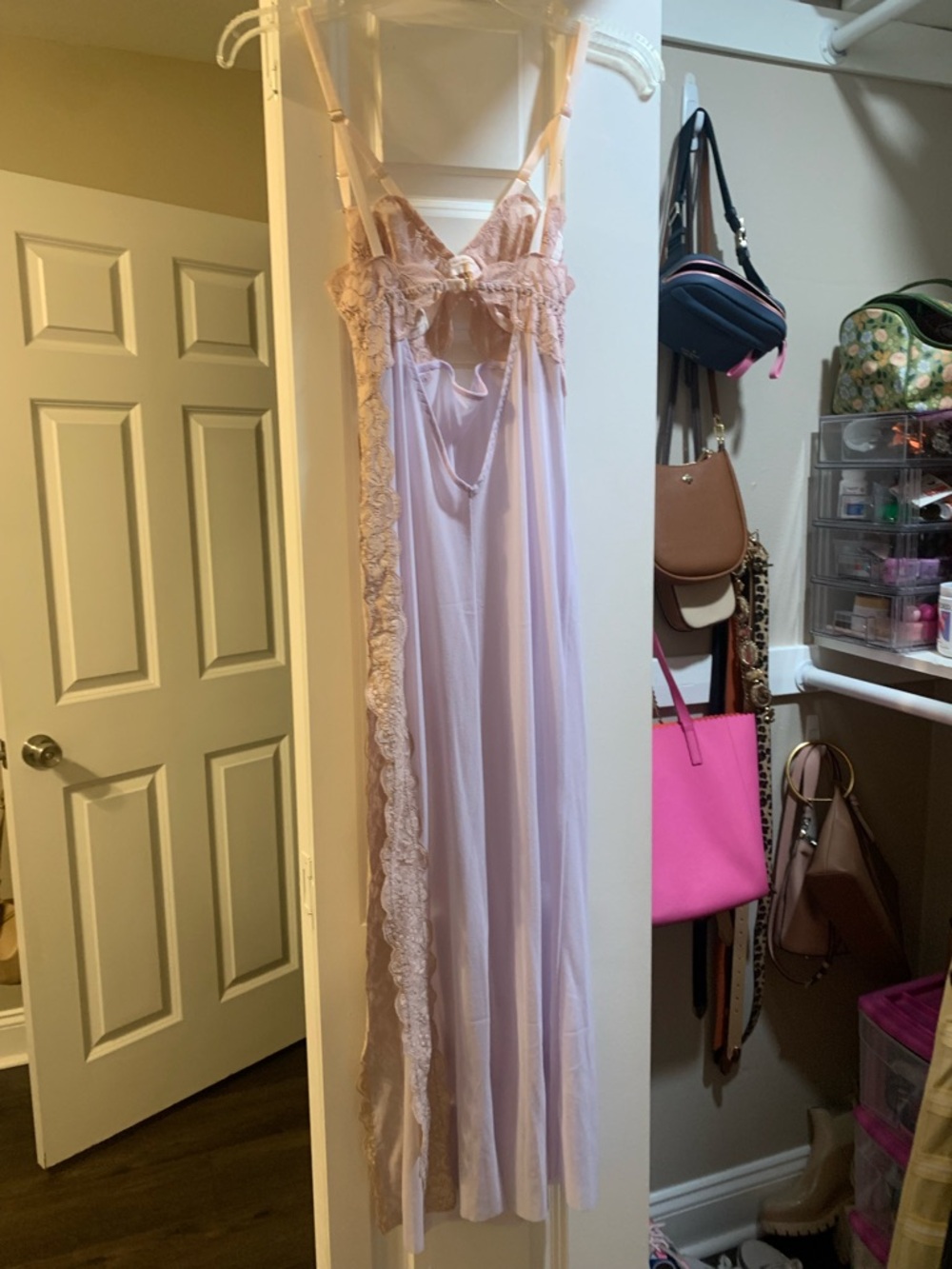 Sheer Lace-Trim Lavender Nightgown - Women's Intimates
